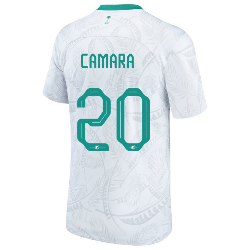 Hombre Camiseta Arabia Saudita Haroune Camara #20 Blanco 1ª Equipación 22-24 La Camisa Perú