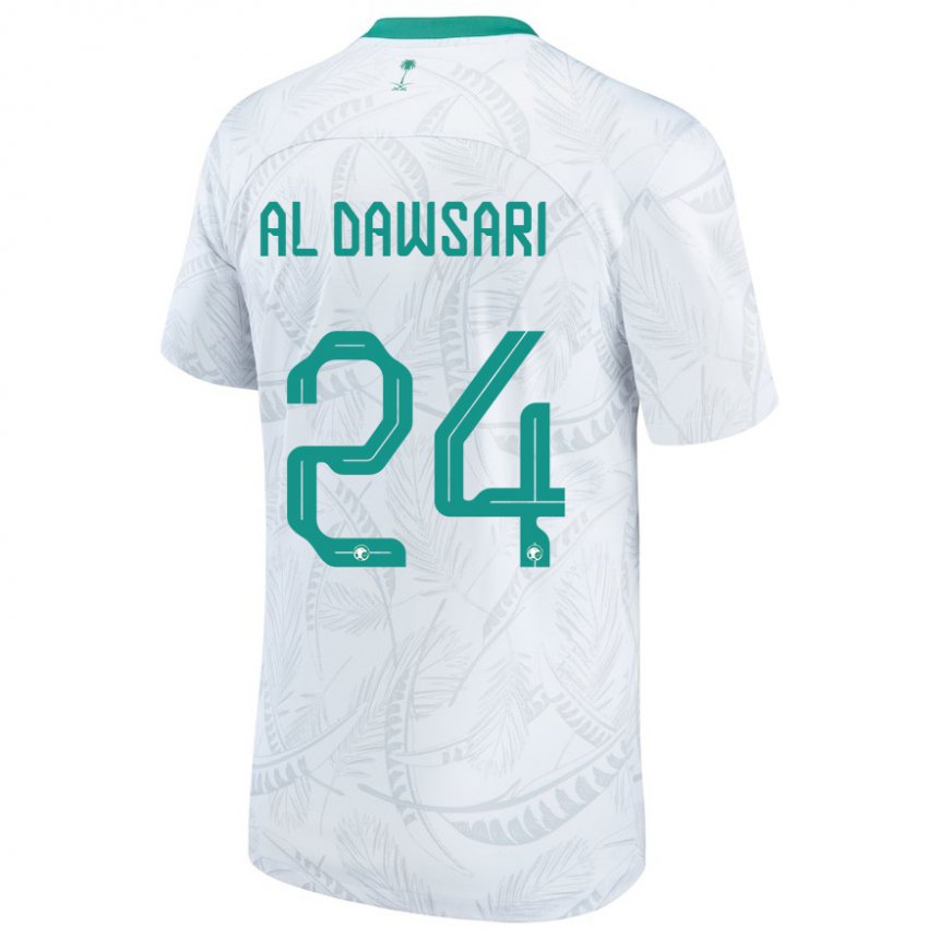 Hombre Camiseta Arabia Saudita Nasser Al Dawsari #24 Blanco 1ª Equipación 22-24 La Camisa Perú