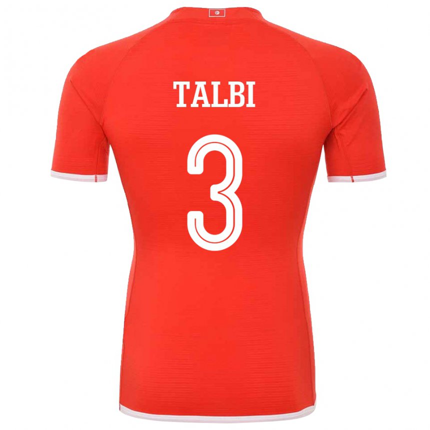 Hombre Camiseta Túnez Montassar Talbi #3 Rojo 1ª Equipación 22-24 La Camisa Perú