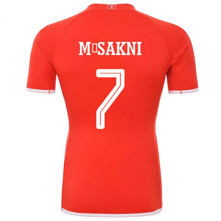 Hombre Camiseta Túnez Youssef M Sakni #7 Rojo 1ª Equipación 22-24 La Camisa Perú