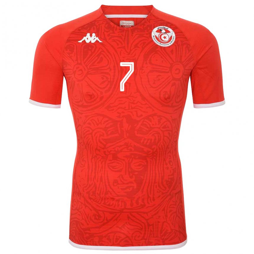 Hombre Camiseta Túnez Youssef M Sakni #7 Rojo 1ª Equipación 22-24 La Camisa Perú