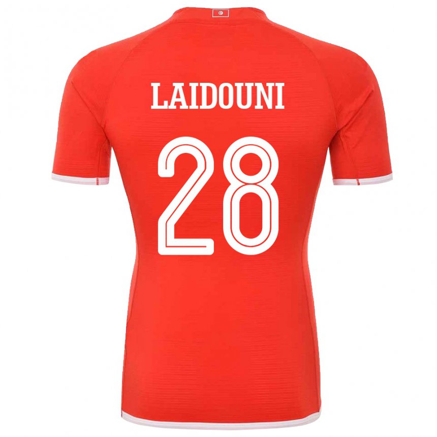 Hombre Camiseta Túnez Aissa Laidouni #28 Rojo 1ª Equipación 22-24 La Camisa Perú