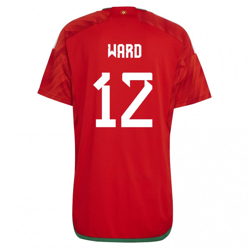 Hombre Camiseta Gales Danny Ward #12 Rojo 1ª Equipación 22-24 La Camisa Perú