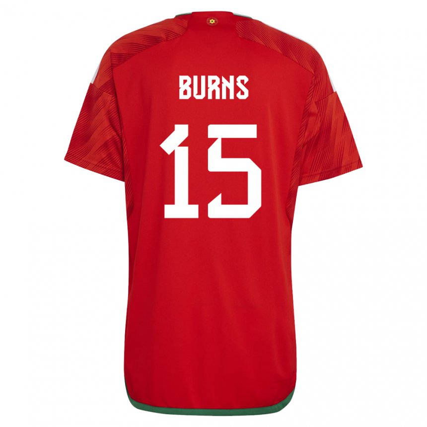 Hombre Camiseta Gales Wes Burns #15 Rojo 1ª Equipación 22-24 La Camisa Perú
