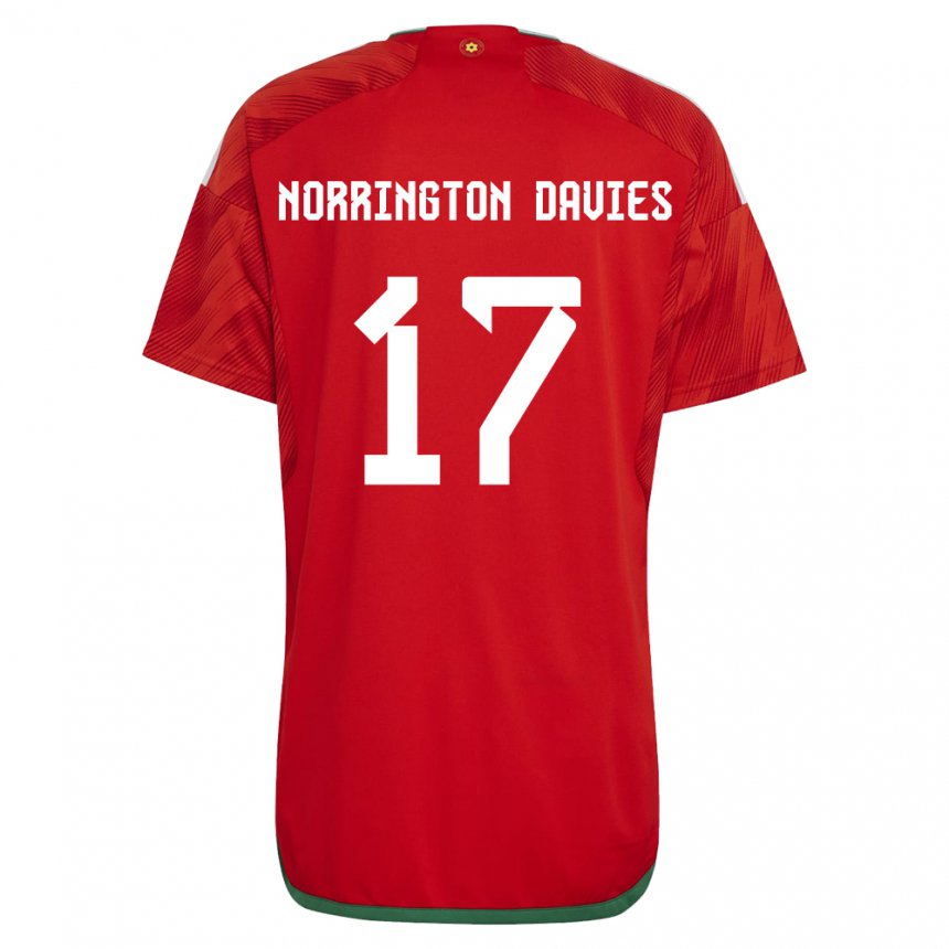 Hombre Camiseta Gales Rhys Norrington Davies #17 Rojo 1ª Equipación 22-24 La Camisa Perú