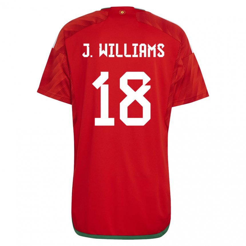 Hombre Camiseta Gales Jonathan Williams #18 Rojo 1ª Equipación 22-24 La Camisa Perú