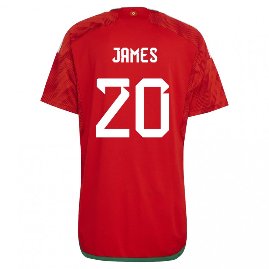 Hombre Camiseta Gales Daniel James #20 Rojo 1ª Equipación 22-24 La Camisa Perú