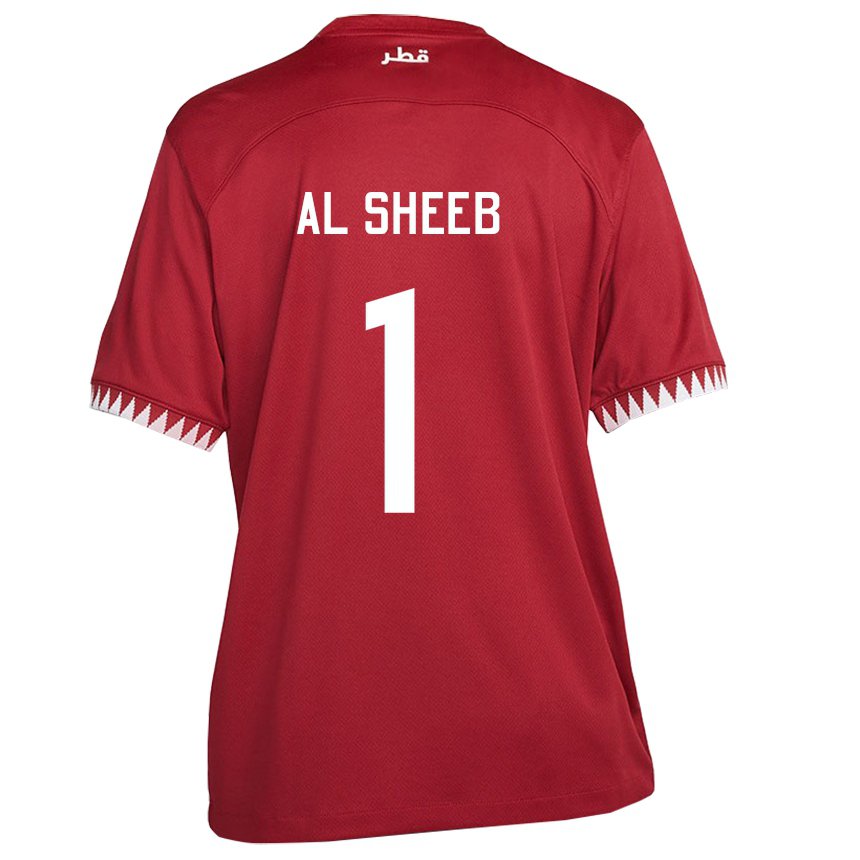 Hombre Camiseta Catar Saad Al Sheeb #1 Granate 1ª Equipación 22-24 La Camisa Perú