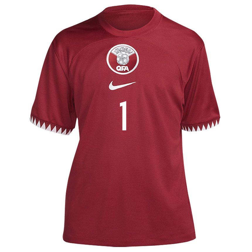 Hombre Camiseta Catar Saad Al Sheeb #1 Granate 1ª Equipación 22-24 La Camisa Perú