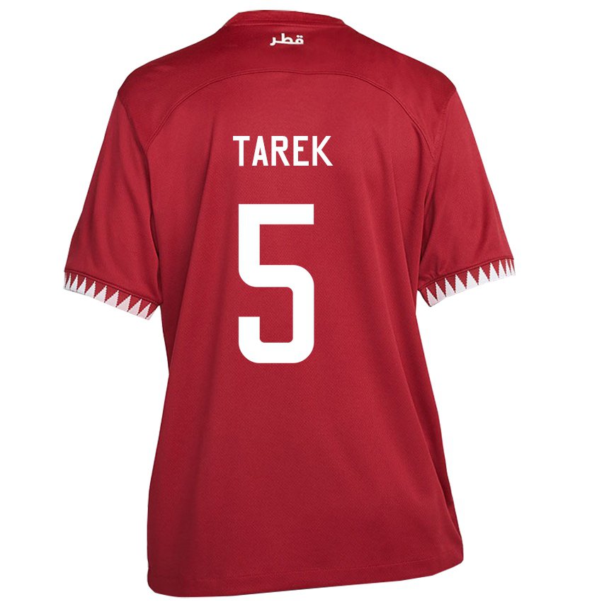 Hombre Camiseta Catar Tarek Salman #5 Granate 1ª Equipación 22-24 La Camisa Perú