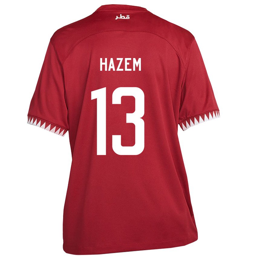 Hombre Camiseta Catar Hazem Shehata #13 Granate 1ª Equipación 22-24 La Camisa Perú