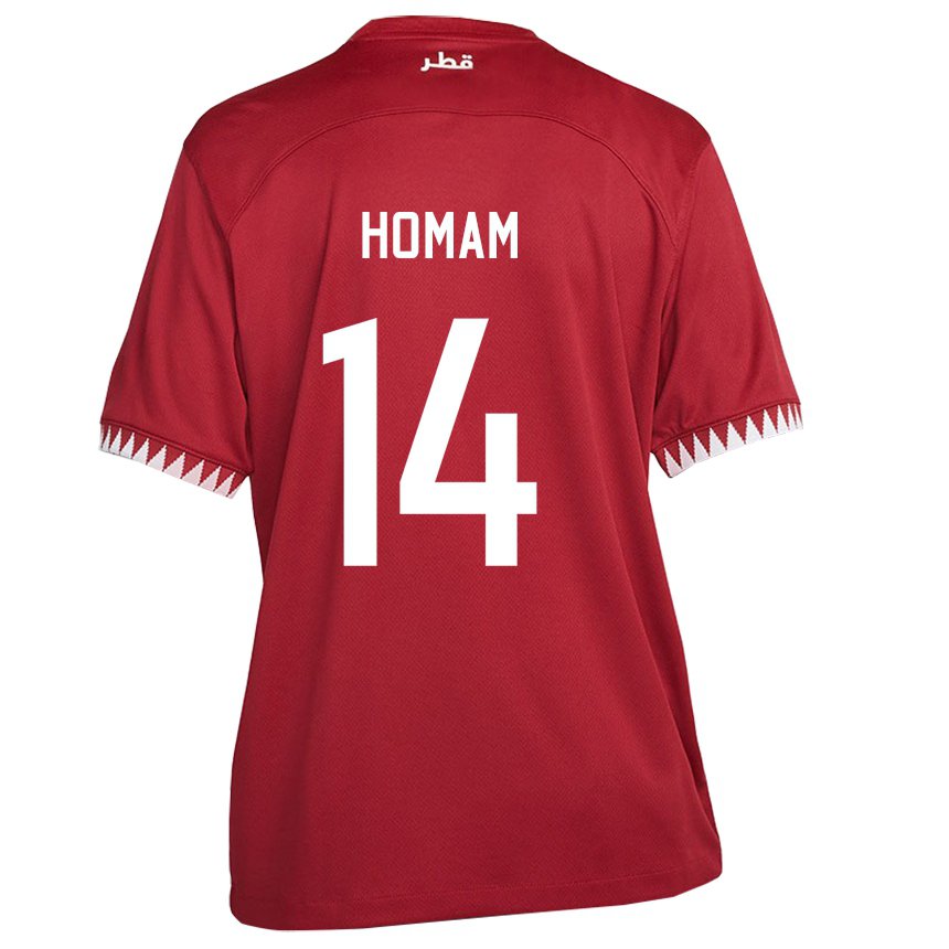 Hombre Camiseta Catar Homam Ahmed #14 Granate 1ª Equipación 22-24 La Camisa Perú