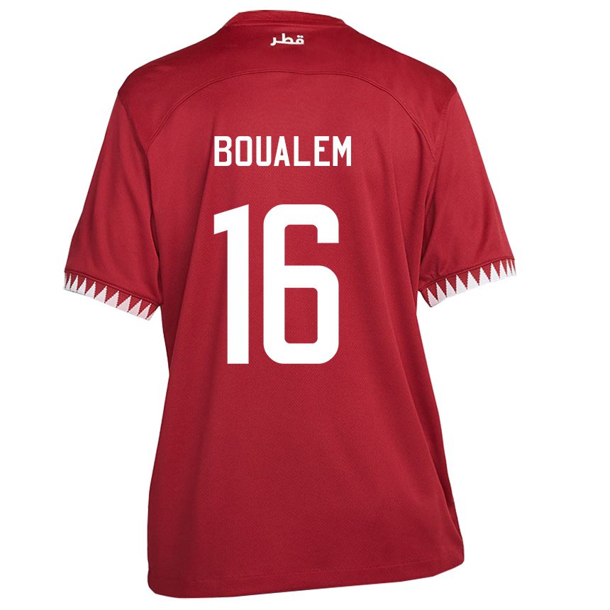 Hombre Camiseta Catar Boualem Khoukhi #16 Granate 1ª Equipación 22-24 La Camisa Perú
