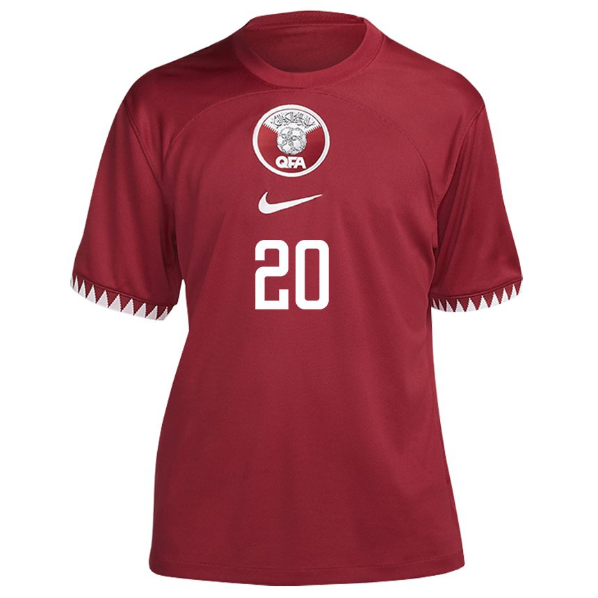 Hombre Camiseta Catar Salem Al Hajri #20 Granate 1ª Equipación 22-24 La Camisa Perú