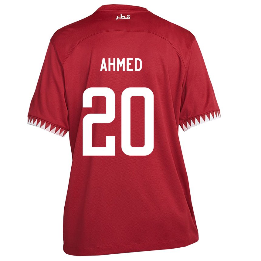 Hombre Camiseta Catar Ahmed Fadel Hasaba #20 Granate 1ª Equipación 22-24 La Camisa Perú