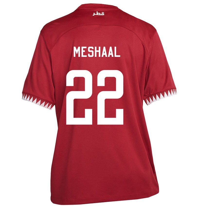 Hombre Camiseta Catar Meshaal Barsham #22 Granate 1ª Equipación 22-24 La Camisa Perú