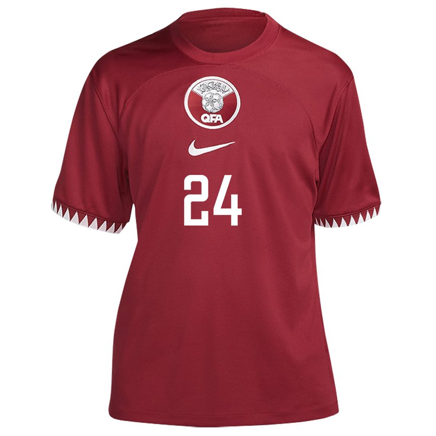 Hombre Camiseta Catar Naif Abdulraheem Al Hadhrami #24 Granate 1ª Equipación 22-24 La Camisa Perú