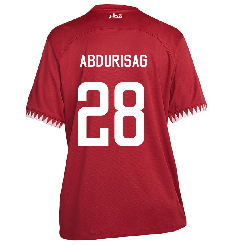 Hombre Camiseta Catar Yusuf Abdurisag #28 Granate 1ª Equipación 22-24 La Camisa Perú