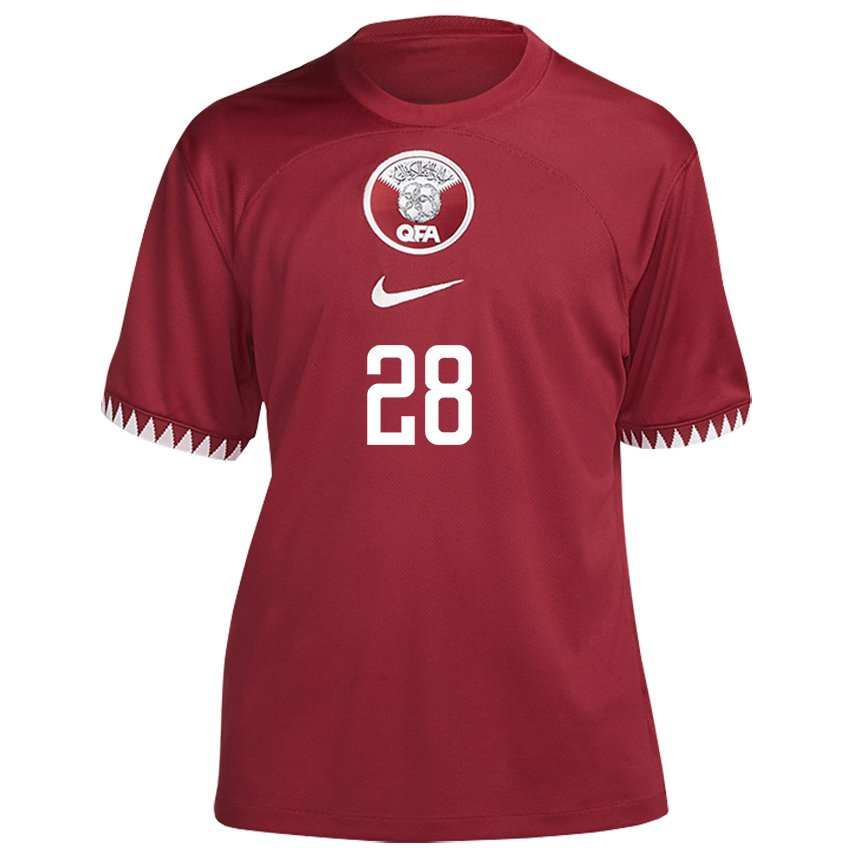 Hombre Camiseta Catar Yusuf Abdurisag #28 Granate 1ª Equipación 22-24 La Camisa Perú