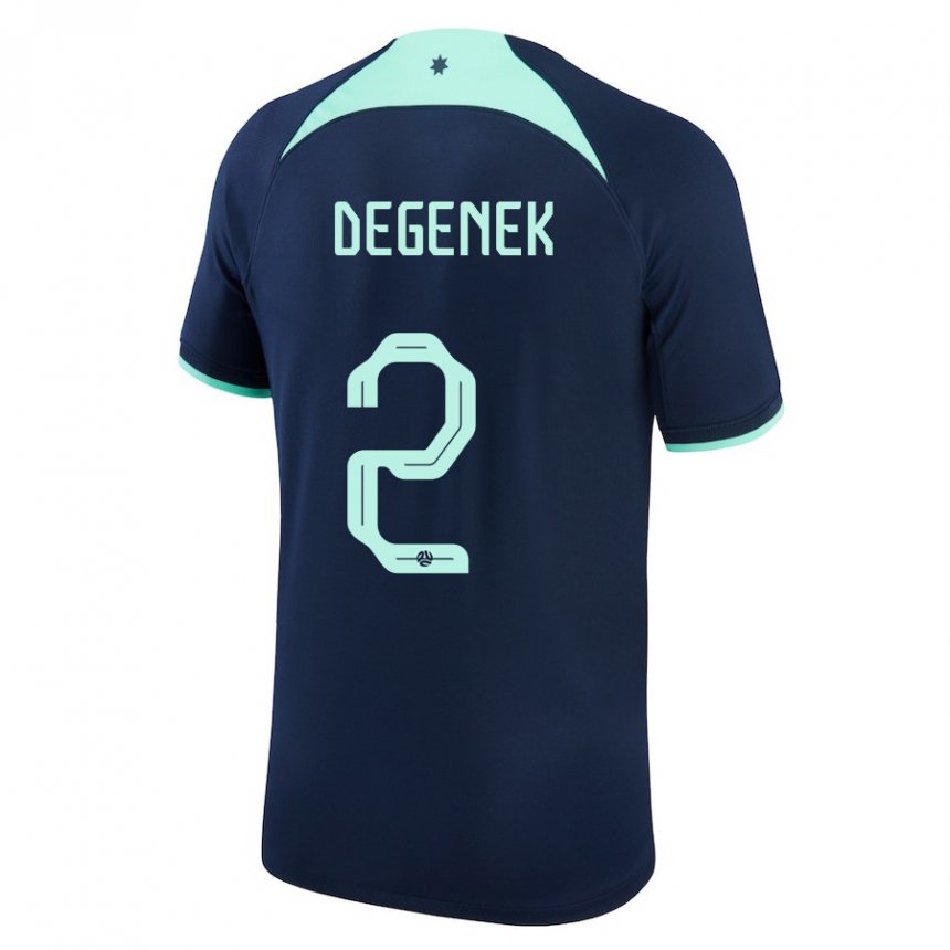 Hombre Camiseta Australia Milos Degenek #2 Azul Oscuro 2ª Equipación 22-24 La Camisa Perú