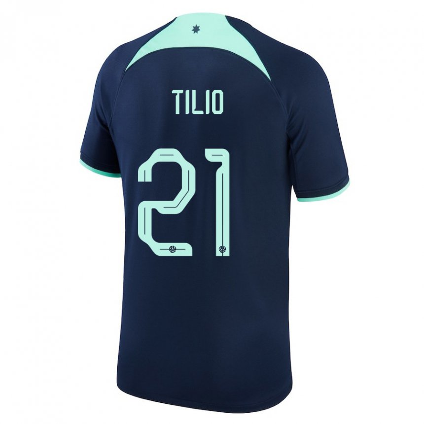 Hombre Camiseta Australia Marco Tilio #21 Azul Oscuro 2ª Equipación 22-24 La Camisa Perú