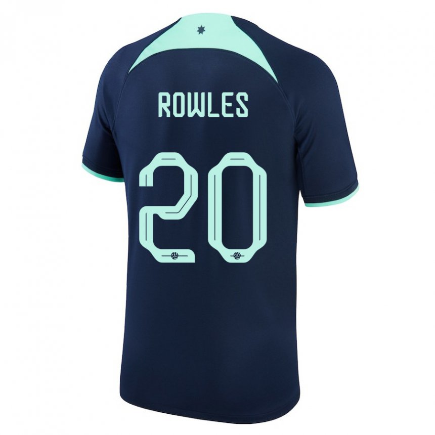 Hombre Camiseta Australia Kye Rowles #20 Azul Oscuro 2ª Equipación 22-24 La Camisa Perú