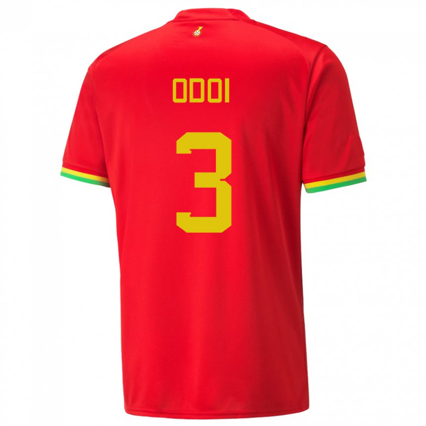 Hombre Camiseta Ghana Denis Odoi #3 Rojo 2ª Equipación 22-24 La Camisa Perú