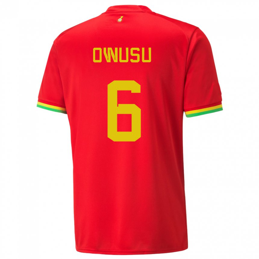 Hombre Camiseta Ghana Elisha Owusu #6 Rojo 2ª Equipación 22-24 La Camisa Perú