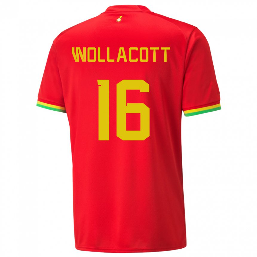 Hombre Camiseta Ghana Joe Wollacott #16 Rojo 2ª Equipación 22-24 La Camisa Perú