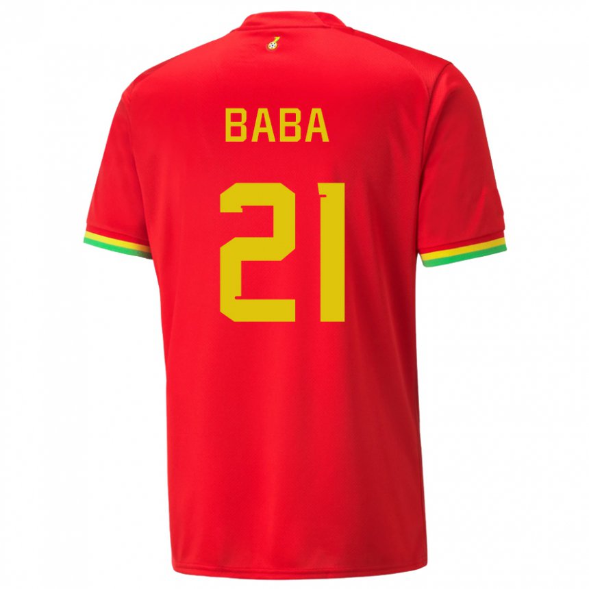 Hombre Camiseta Ghana Iddrisu Baba #21 Rojo 2ª Equipación 22-24 La Camisa Perú