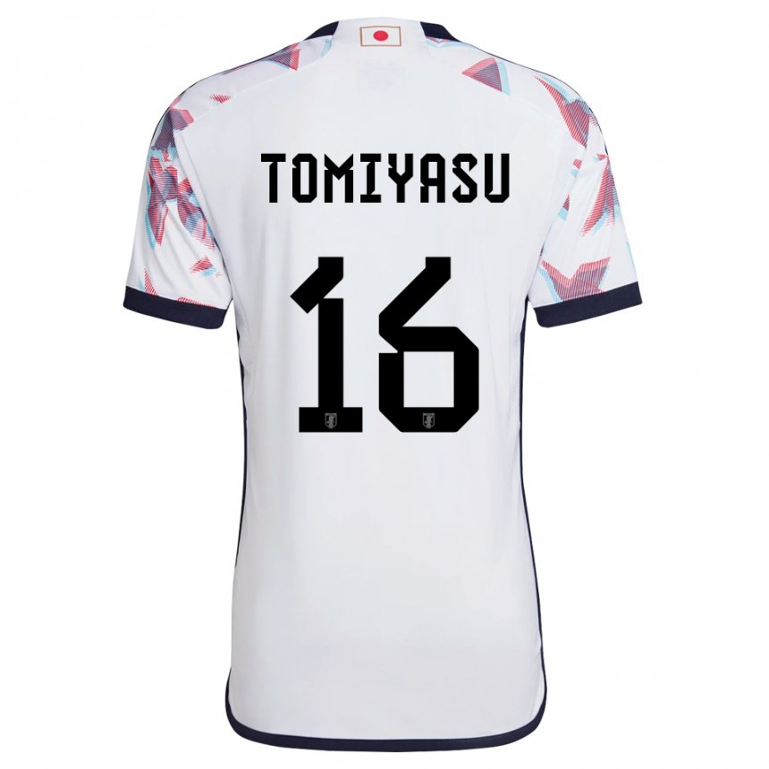 Hombre Camiseta Japón Takehiro Tomiyasu #16 Blanco 2ª Equipación 22-24 La Camisa Perú