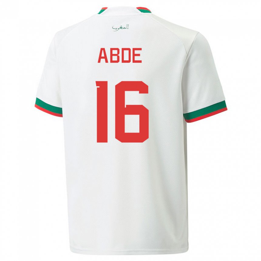 Hombre Camiseta Marruecos Ez Abde #16 Blanco 2ª Equipación 22-24 La Camisa Perú