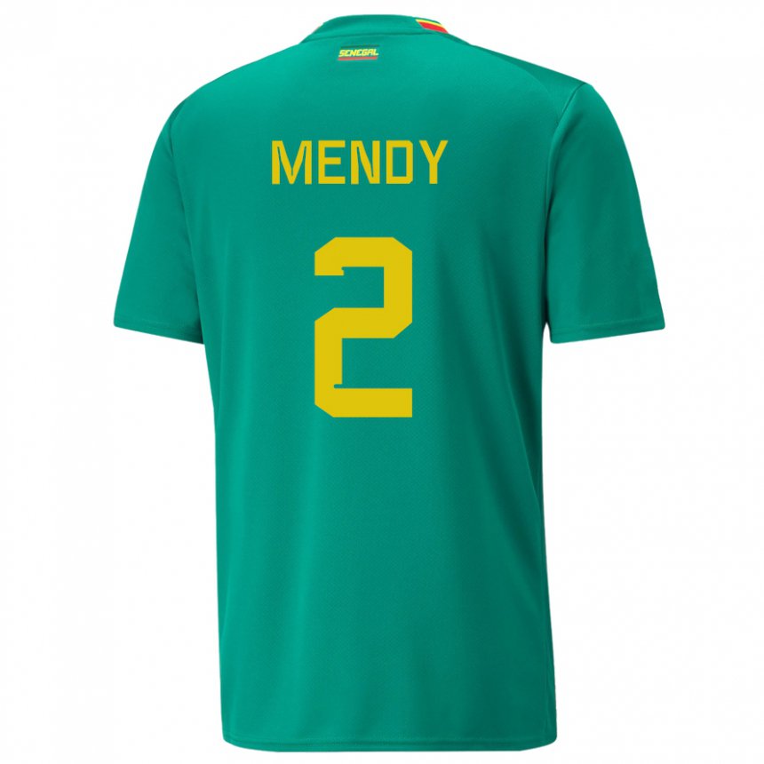 Hombre Camiseta Senegal Formose Mendy #2 Verde 2ª Equipación 22-24 La Camisa Perú