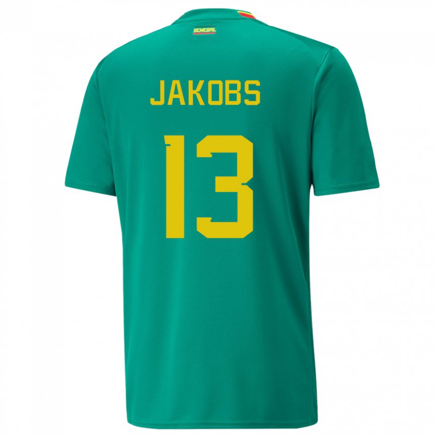 Hombre Camiseta Senegal Ismail Jakobs #13 Verde 2ª Equipación 22-24 La Camisa Perú