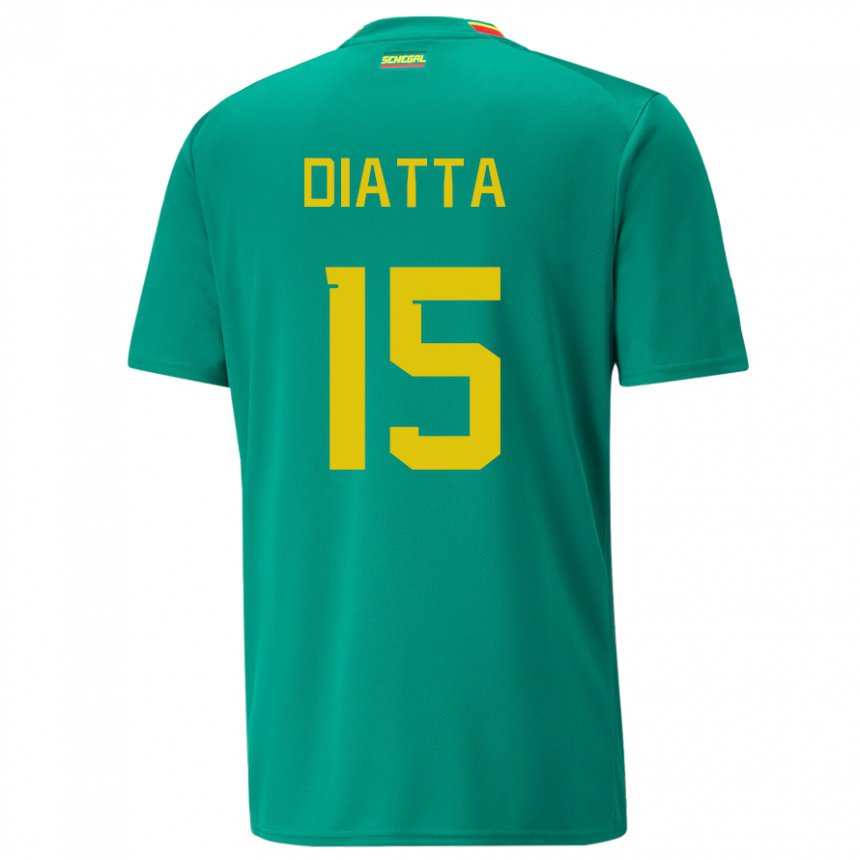 Hombre Camiseta Senegal Krepin Diatta #15 Verde 2ª Equipación 22-24 La Camisa Perú