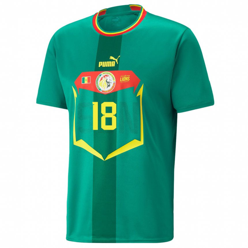 Hombre Camiseta Senegal Ismaila Sarr #18 Verde 2ª Equipación 22-24 La Camisa Perú