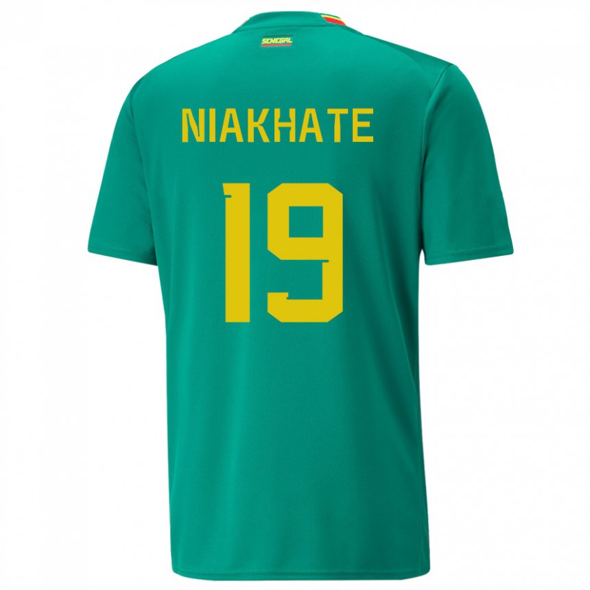 Hombre Camiseta Senegal Moussa Niakhate #19 Verde 2ª Equipación 22-24 La Camisa Perú