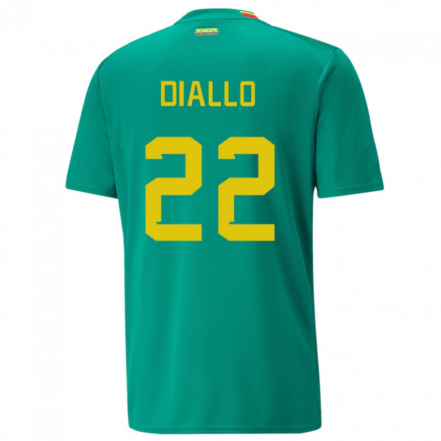 Hombre Camiseta Senegal Abdou Diallo #22 Verde 2ª Equipación 22-24 La Camisa Perú