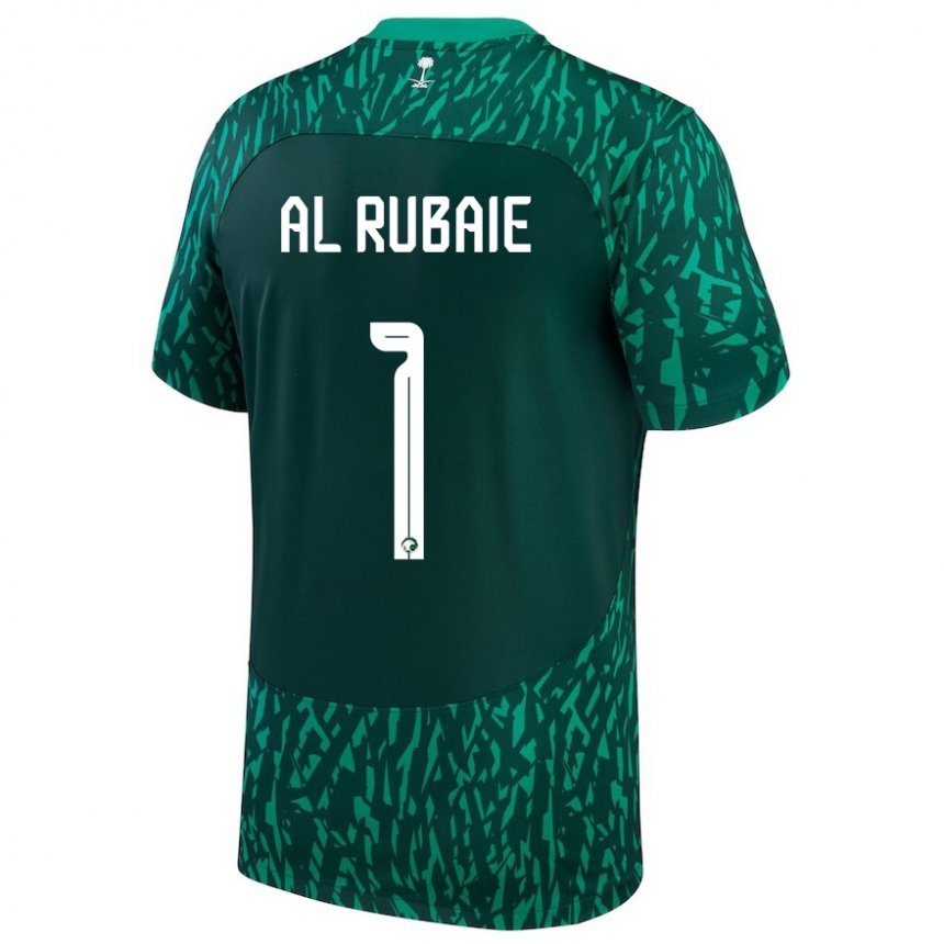 Hombre Camiseta Arabia Saudita Mohammed Al Rubaie #1 Verde Oscuro 2ª Equipación 22-24 La Camisa Perú