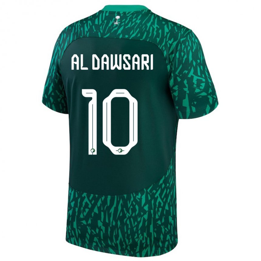 Hombre Camiseta Arabia Saudita Salem Al Dawsari #10 Verde Oscuro 2ª Equipación 22-24 La Camisa Perú