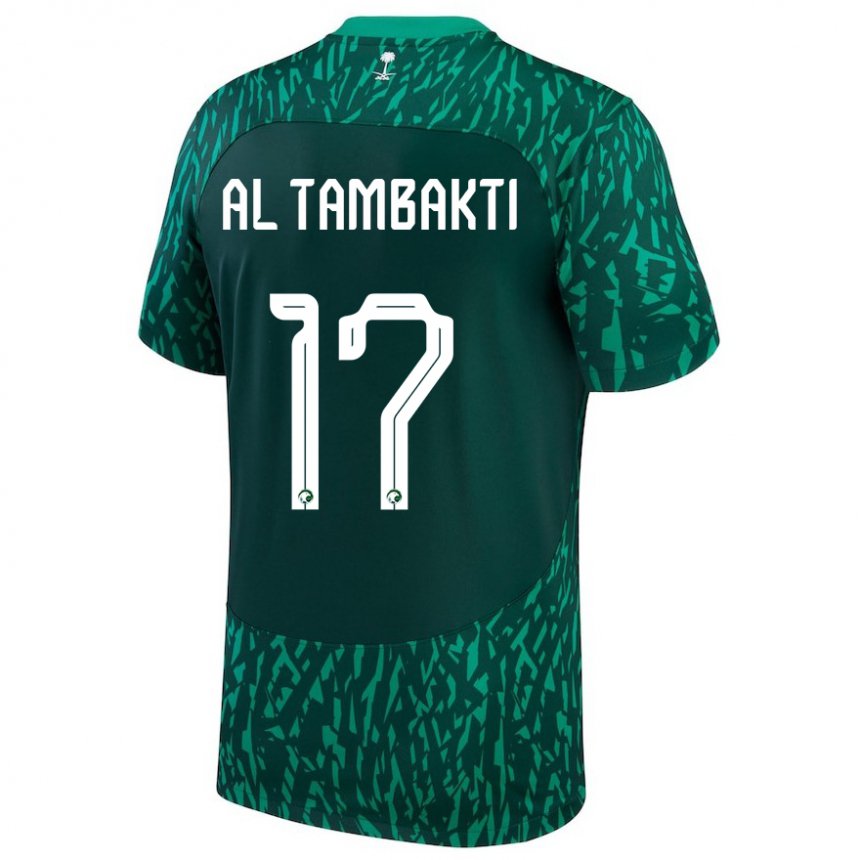 Hombre Camiseta Arabia Saudita Hassan Al Tambakti #17 Verde Oscuro 2ª Equipación 22-24 La Camisa Perú