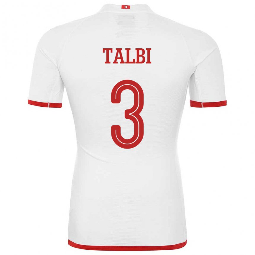 Hombre Camiseta Túnez Montassar Talbi #3 Blanco 2ª Equipación 22-24 La Camisa Perú