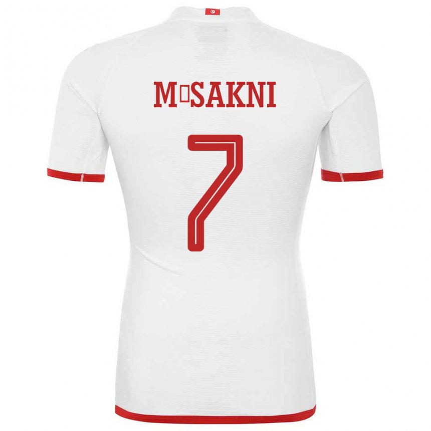 Hombre Camiseta Túnez Youssef M Sakni #7 Blanco 2ª Equipación 22-24 La Camisa Perú
