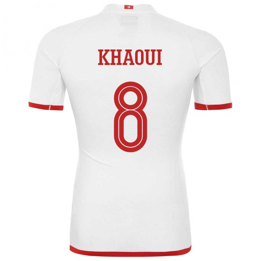 Hombre Camiseta Túnez Saif Eddine Khaoui #8 Blanco 2ª Equipación 22-24 La Camisa Perú