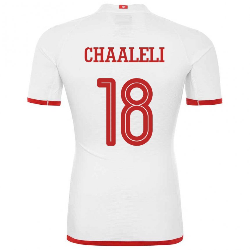 Hombre Camiseta Túnez Ghaliene Chaaleli #18 Blanco 2ª Equipación 22-24 La Camisa Perú