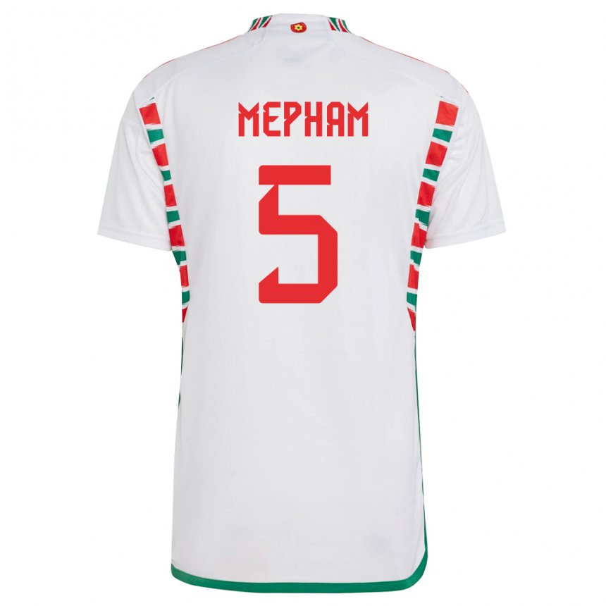 Hombre Camiseta Gales Chris Mepham #5 Blanco 2ª Equipación 22-24 La Camisa Perú