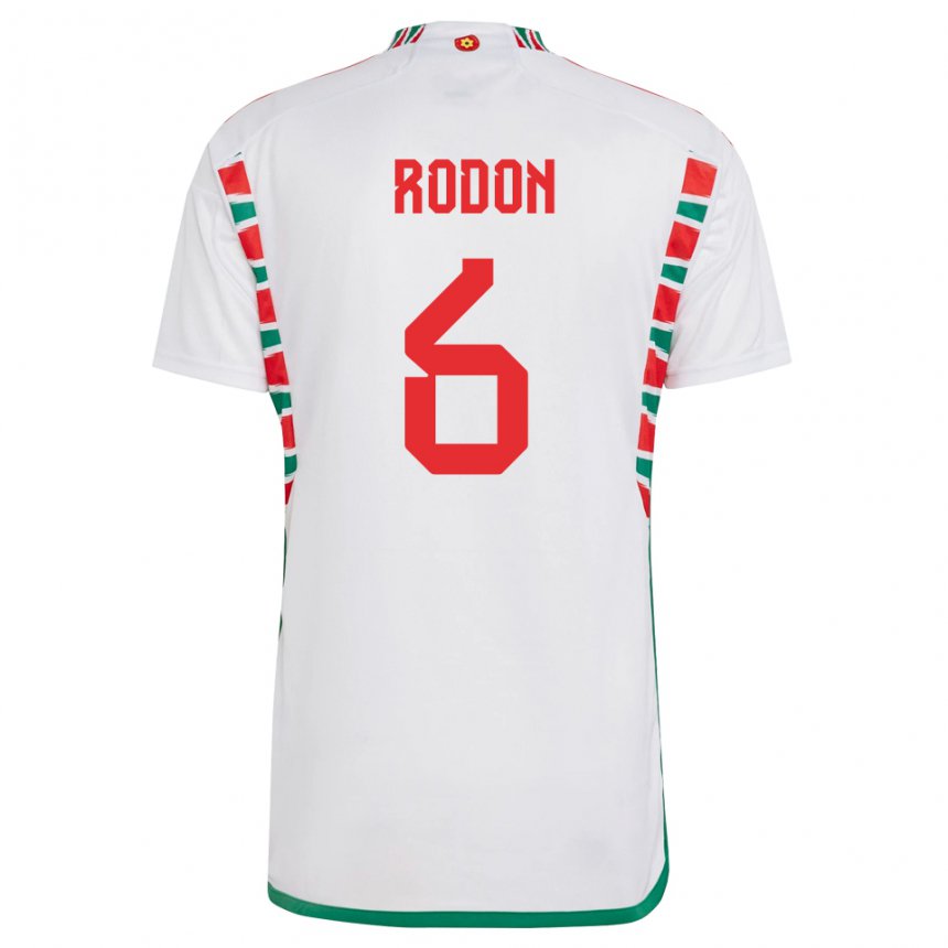 Hombre Camiseta Gales Joe Rodon #6 Blanco 2ª Equipación 22-24 La Camisa Perú