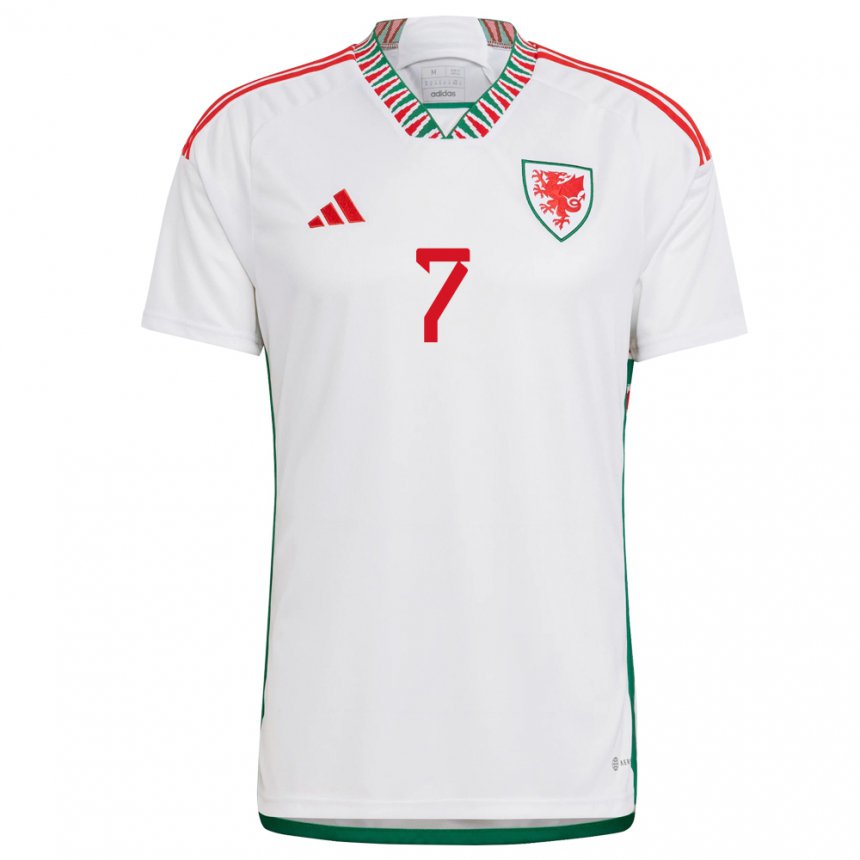 Hombre Camiseta Gales Dylan Levitt #7 Blanco 2ª Equipación 22-24 La Camisa Perú