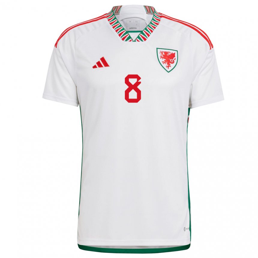 Hombre Camiseta Gales Matt Smith #8 Blanco 2ª Equipación 22-24 La Camisa Perú