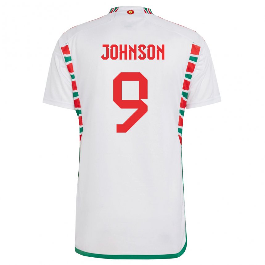 Hombre Camiseta Gales Brennan Johnson #9 Blanco 2ª Equipación 22-24 La Camisa Perú